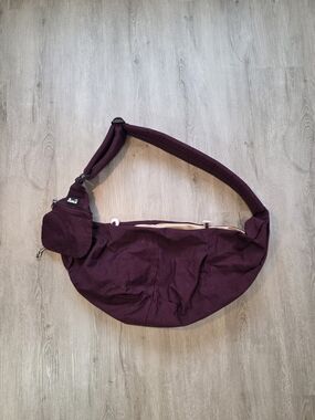 SlowTon Sling Tote Dog Carrier Medium Fabric Wine Padded Strap Zipper Pocket